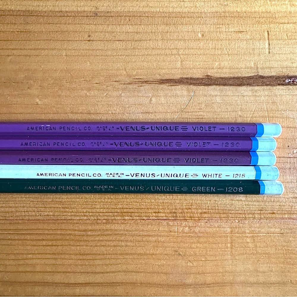 NOS Vintage 50s American Pencil Co. Venus Unique colored pencil lot of 5
